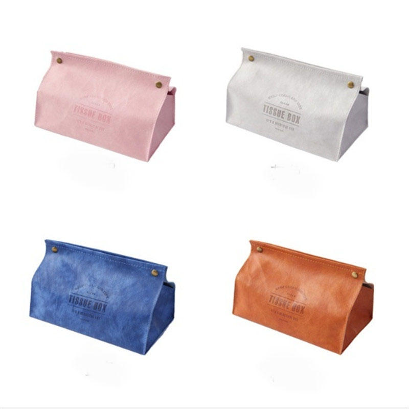 Leather Tissue Holder Print Design Multi-color Paper Box Car Bedroom Living Room Household Towel Boxes -  Pink