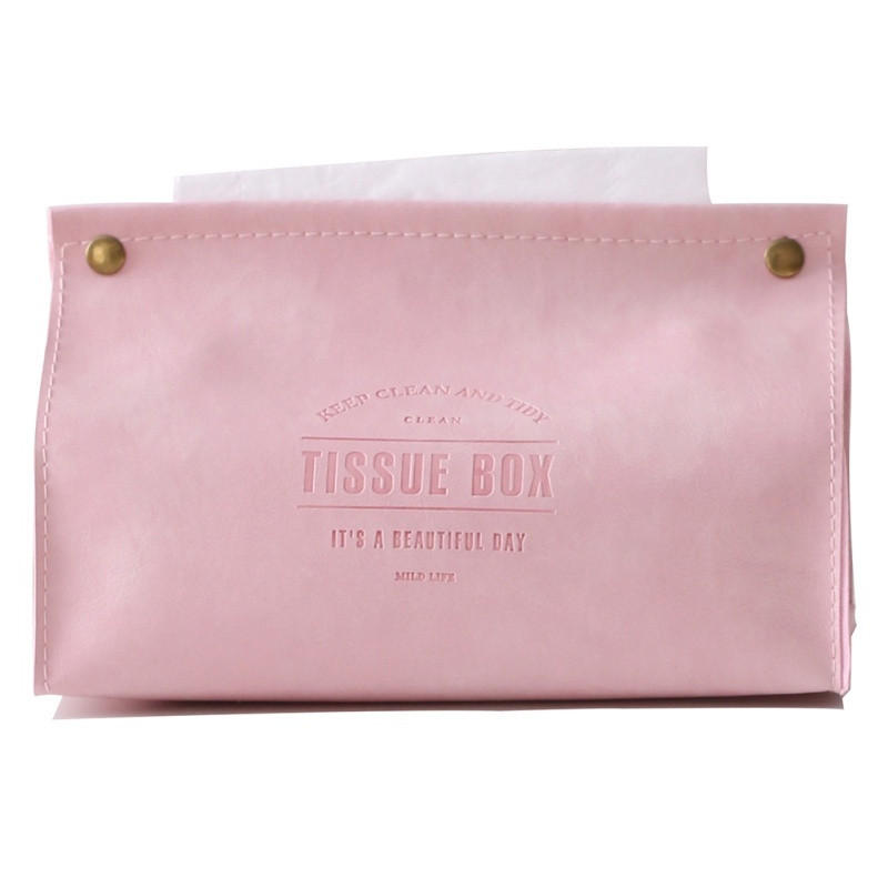 Leather Tissue Holder Print Design Multi-color Paper Box Car Bedroom Living Room Household Towel Boxes -  Pink