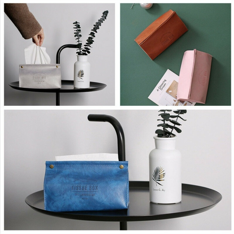 Leather Tissue Holder Print Design Multi-color Pap...