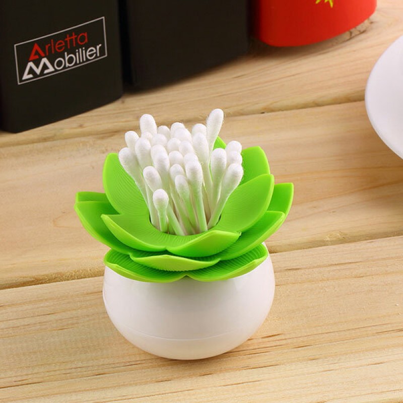 Cotton Swab Holder Toothpick Storage Box Cotton Bud Case Household Organizer Home Decorate - Black