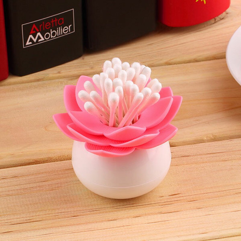Cotton Swab Holder Toothpick Storage Box Cotton Bud Case Household Organizer Home Decorate - Black