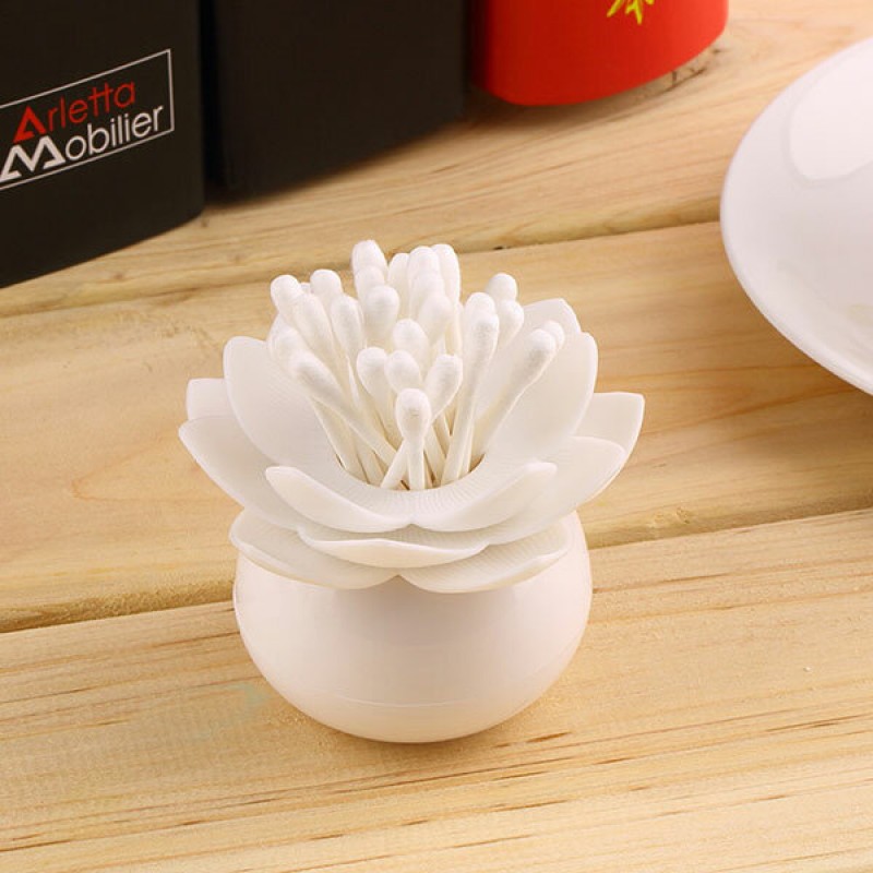 Cotton Swab Holder Toothpick Storage Box Cotton Bud Case Household Organizer Home Decorate - Black