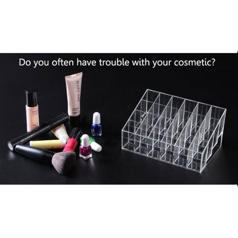 24 Lipstick Holder Display Stand Clear Acrylic Makeup Organizer Sundry Transparent Storge Boxes