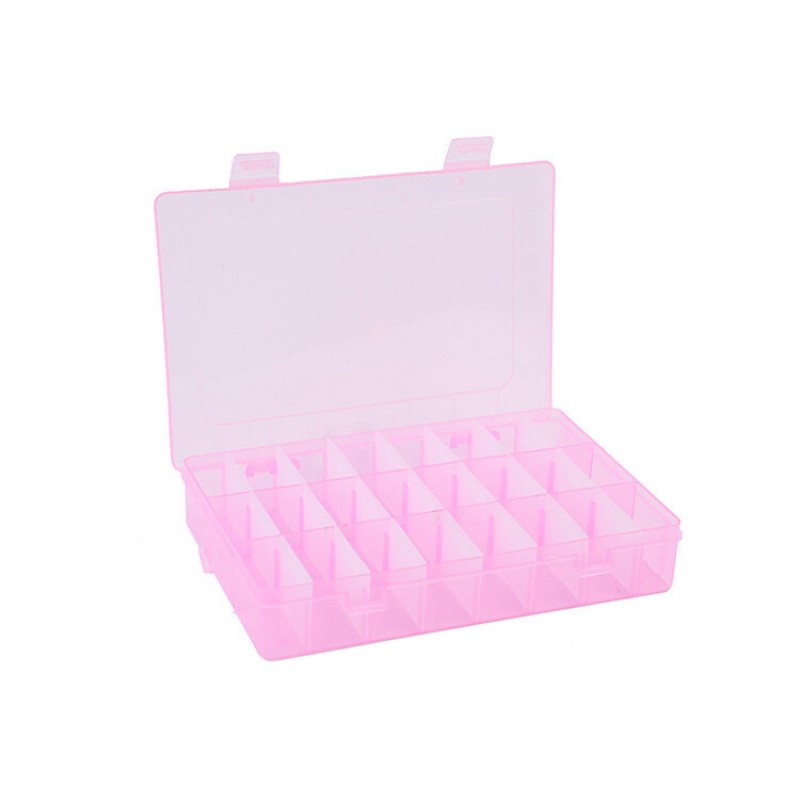 Adjustable 24 Grids Plastic Clear Case Box Parts Storage Box - Orange