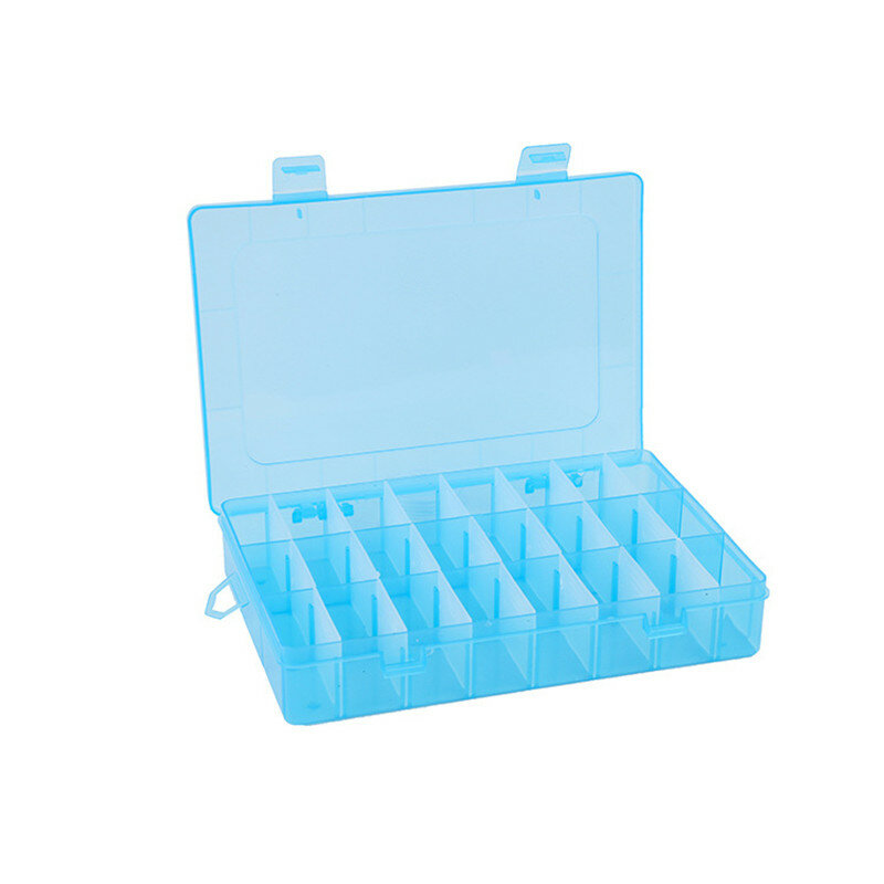 Adjustable 24 Grids Plastic Clear Case Box Parts Storage Box - Orange
