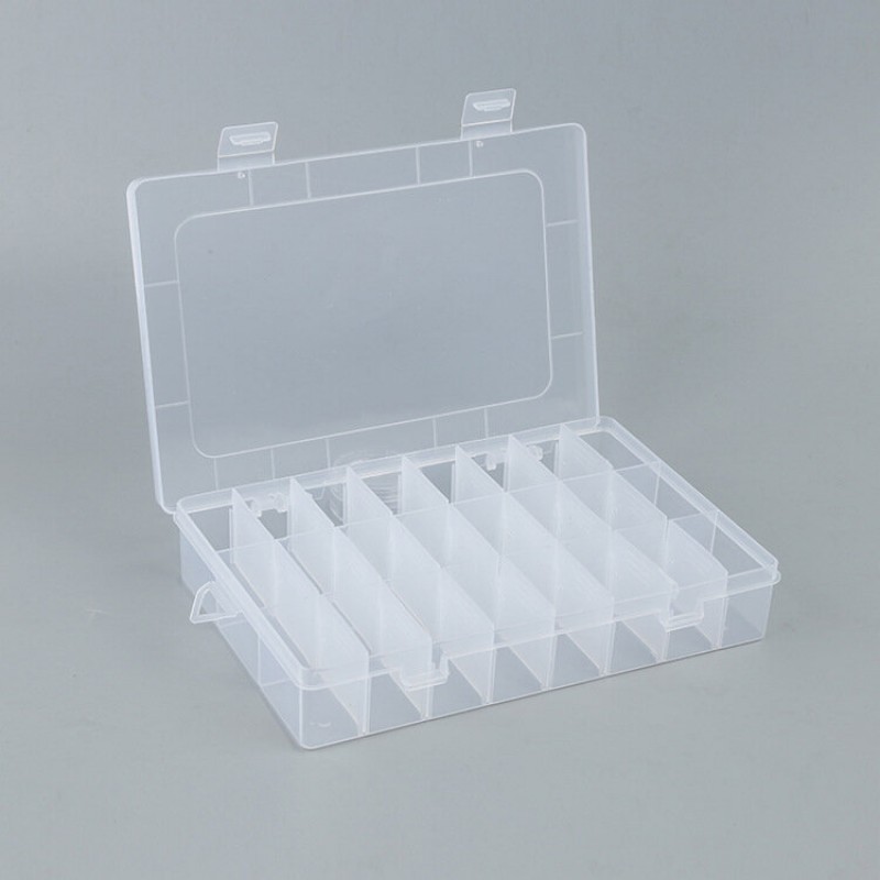 Adjustable 24 Grids Plastic Clear Case Box Parts Storage Box - Orange