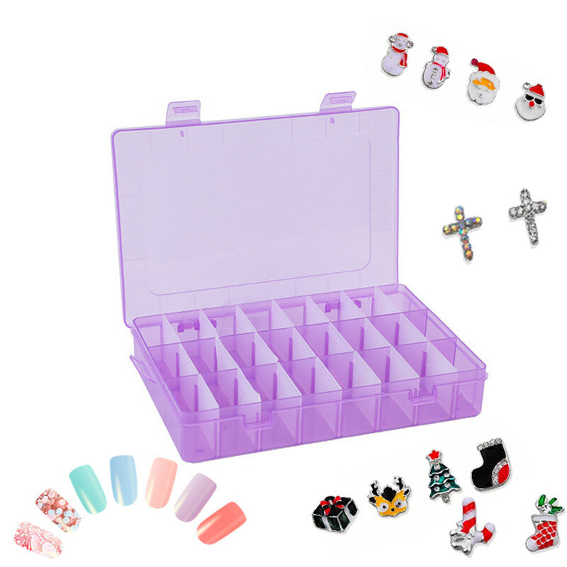 Adjustable 24 Grids Plastic Clear Case Box Parts S...