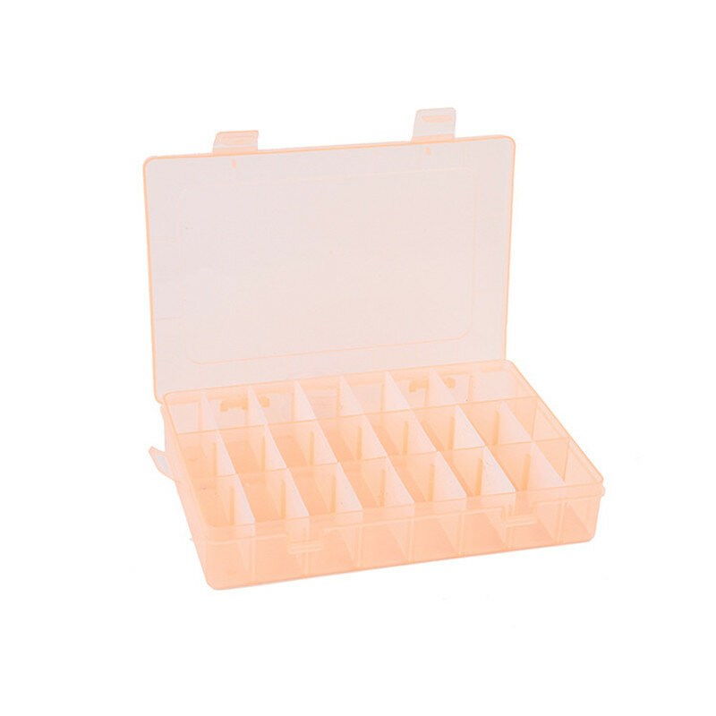 Adjustable 24 Grids Plastic Clear Case Box Parts Storage Box - Orange