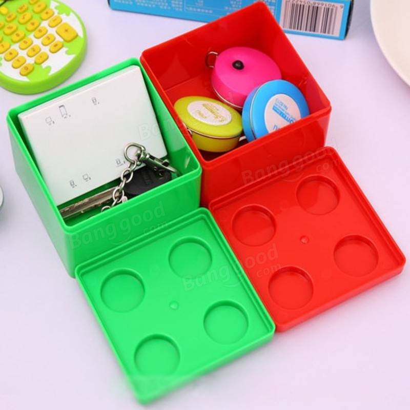 Mini Handy Plastic Jigsaw DIY Superposition Overlay TV Remote Control Cosmetic Bottles Storage Box - L