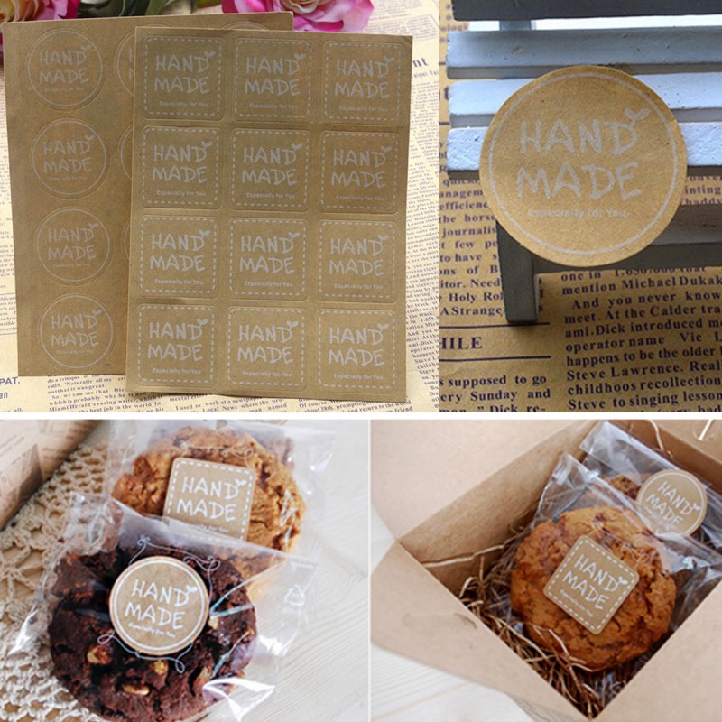 120Pcs Kraft Craft Paper Label Tape Hand Made Seal...