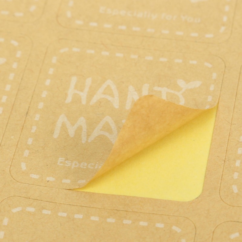 120Pcs Kraft Craft Paper Label Tape Hand Made Seal Sticker DIY Stitch Bags Boxes  -  Square