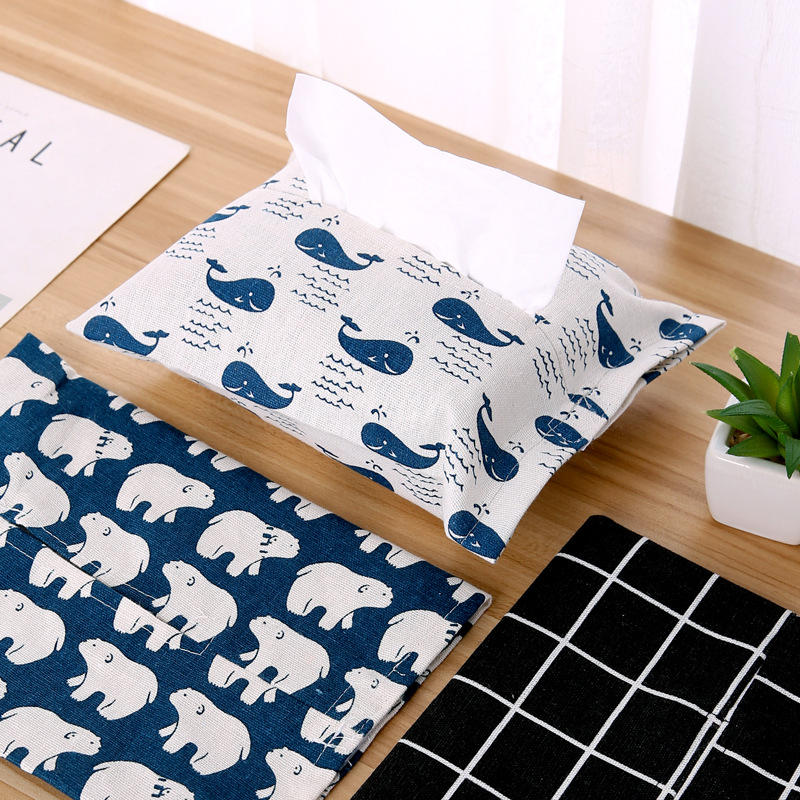 Cotton And Linen Paper Towel Set Cloth Tissue Box Bag - Whale