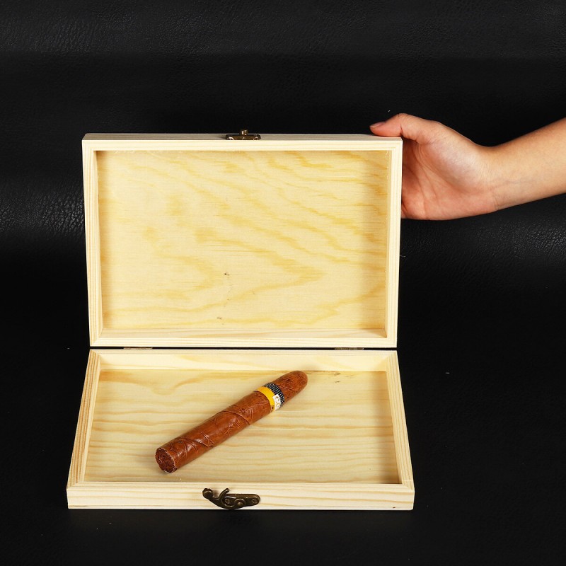 Wooden Cigar Box Portable Rectangular Natural wood packing Storage Case Gift