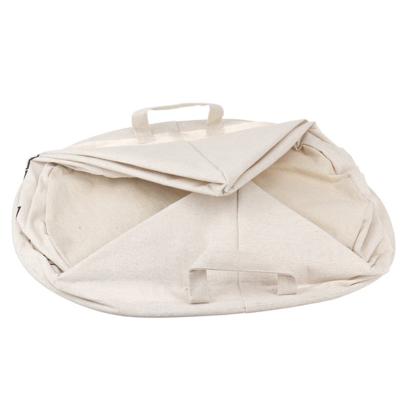 Foldable Laundry Basket Round Cotton Linen Collapsible Washing Hamper Waterproof Dirty Clothes Storage Bin with Handle - #1
