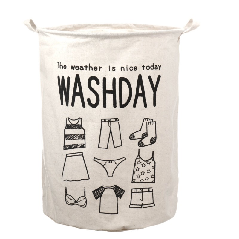 Foldable Laundry Basket Round Cotton Linen Collapsible Washing Hamper Waterproof Dirty Clothes Storage Bin with Handle - #1