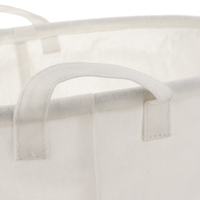 Foldable Laundry Basket Round Cotton Linen Collapsible Washing Hamper Waterproof Dirty Clothes Storage Bin with Handle - #1