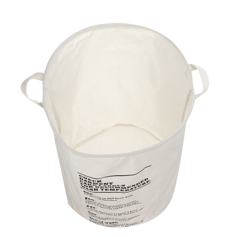 Foldable Laundry Basket Round Cotton Linen Collapsible Washing Hamper Waterproof Dirty Clothes Storage Bin with Handle - #1