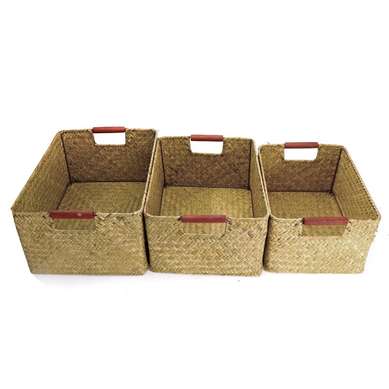 Seagrass Woven Storage Basket Flower Basket Storage Holder Plant Pot Laundry Organizer Bag Garden Decoration - Type B