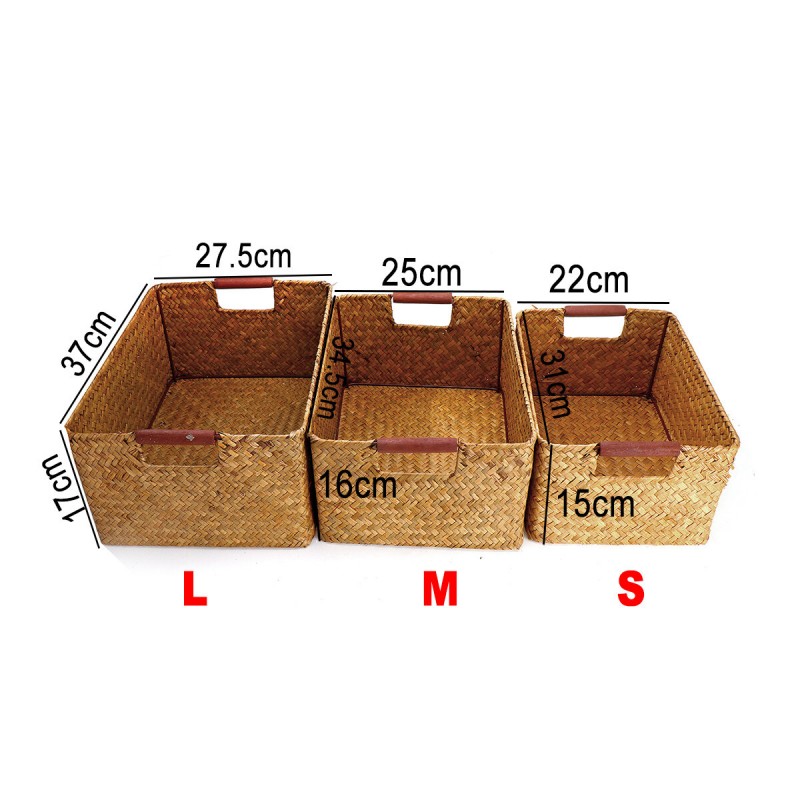 Seagrass Woven Storage Basket Flower Basket Storage Holder Plant Pot Laundry Organizer Bag Garden Decoration - Type B