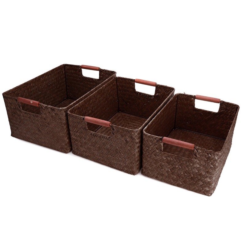 Seagrass Woven Storage Basket Flower Basket Storage Holder Plant Pot Laundry Organizer Bag Garden Decoration - Type B