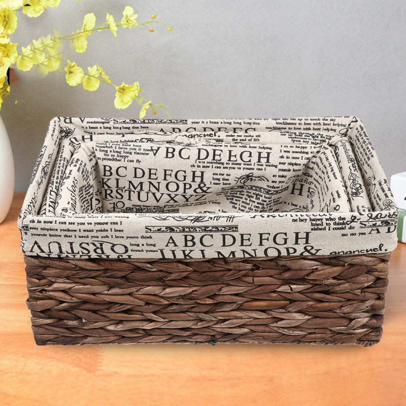3Pcs Basket Tray Weaving Storage Holder Dinning Room Serving Basket for Food Fruit Cosmetic Storage