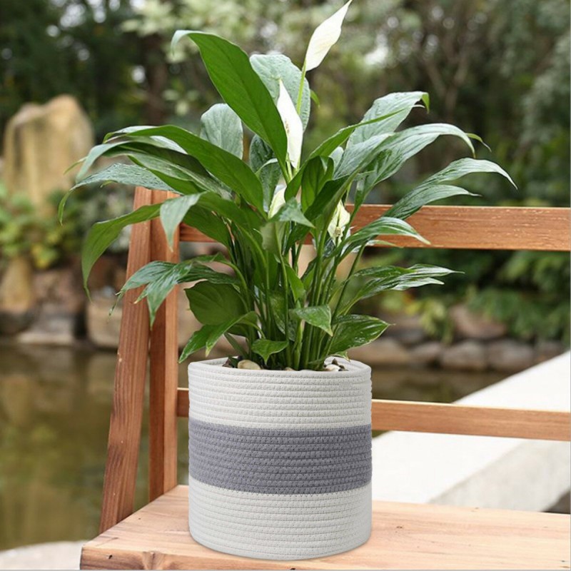 Cotton Woven Storage Basket Flower Plant Pot Vase Household Goods Organizer Bag - Type A