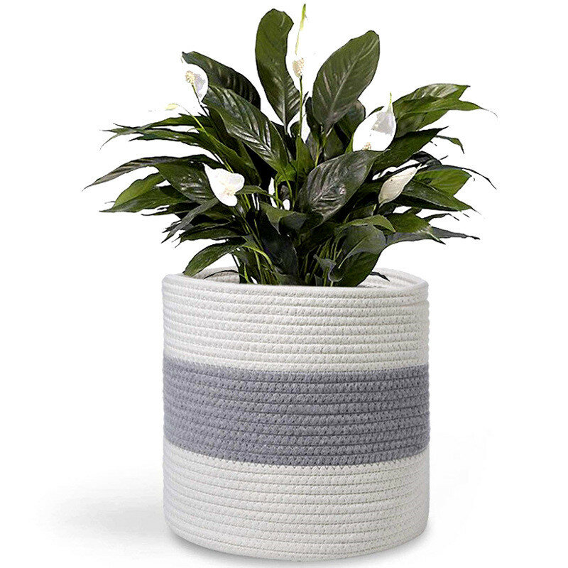 Cotton Woven Storage Basket Flower Plant Pot Vase Household Goods Organizer Bag - Type A