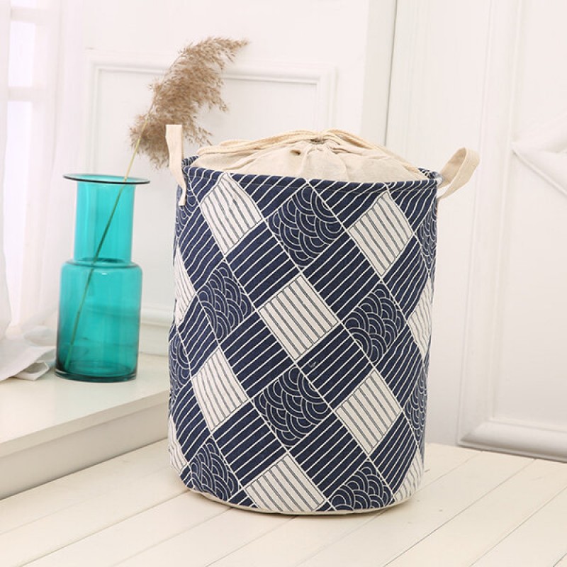 35x45cm Waterproof Durable Cloth Storage Baskets High Capacity Cotton Linen Laundry Box Organizer - #02
