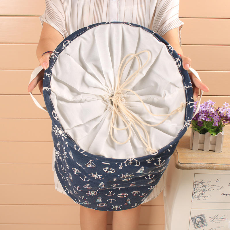 35x45cm Waterproof Durable Cloth Storage Baskets High Capacity Cotton Linen Laundry Box Organizer - #02
