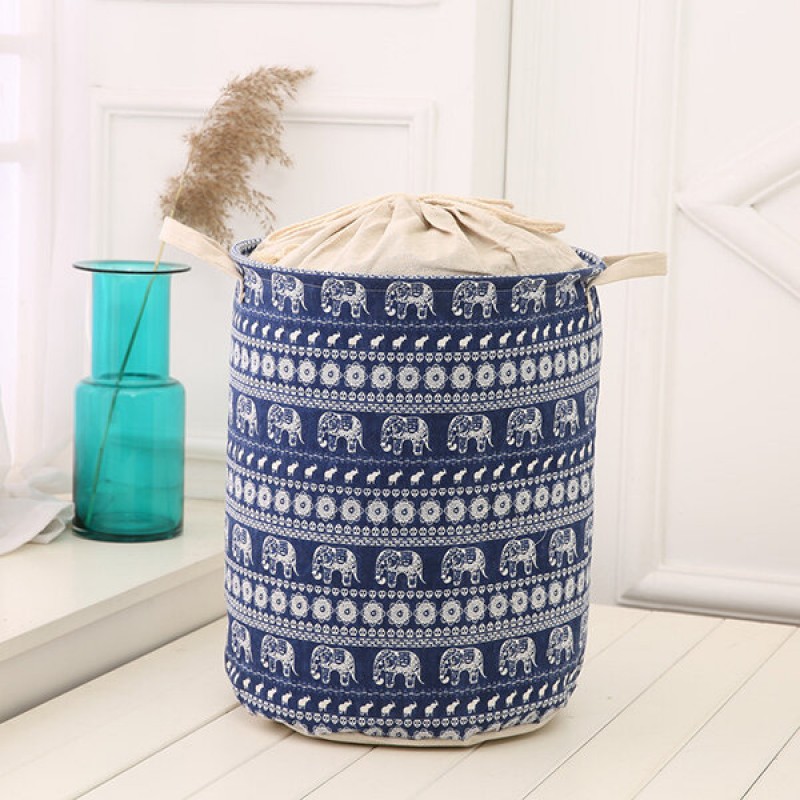 35x45cm Waterproof Durable Cloth Storage Baskets High Capacity Cotton Linen Laundry Box Organizer - #02