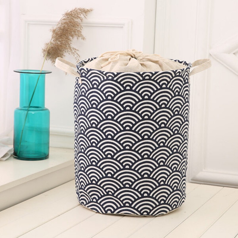35x45cm Waterproof Durable Cloth Storage Baskets High Capacity Cotton Linen Laundry Box Organizer - #02