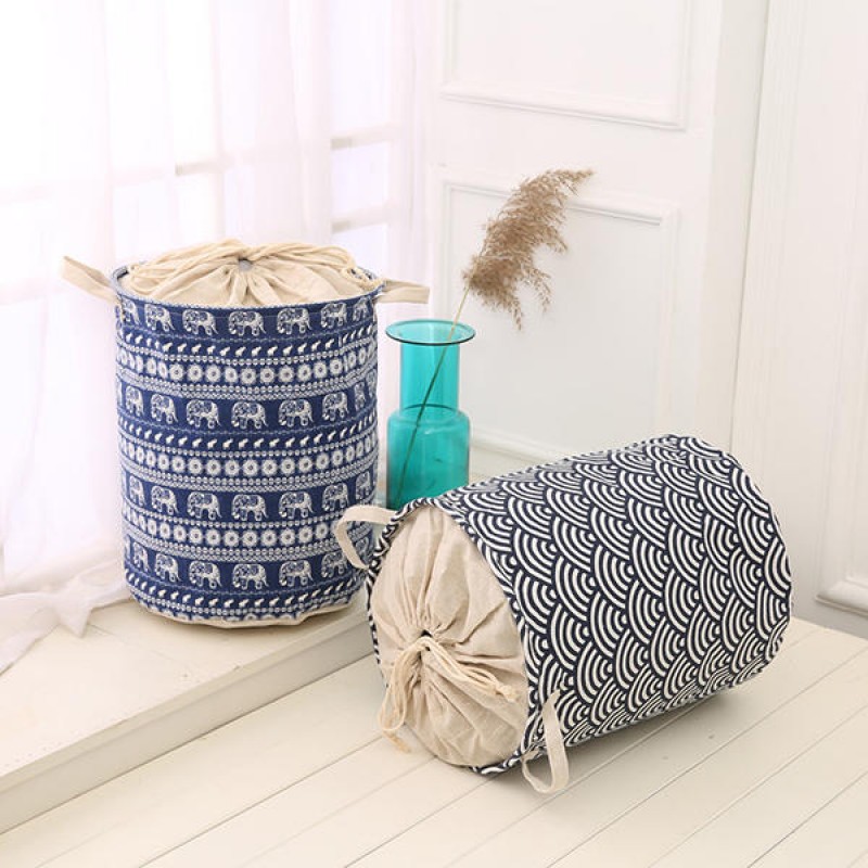 35x45cm Waterproof Durable Cloth Storage Baskets High Capacity Cotton Linen Laundry Box Organizer - #02