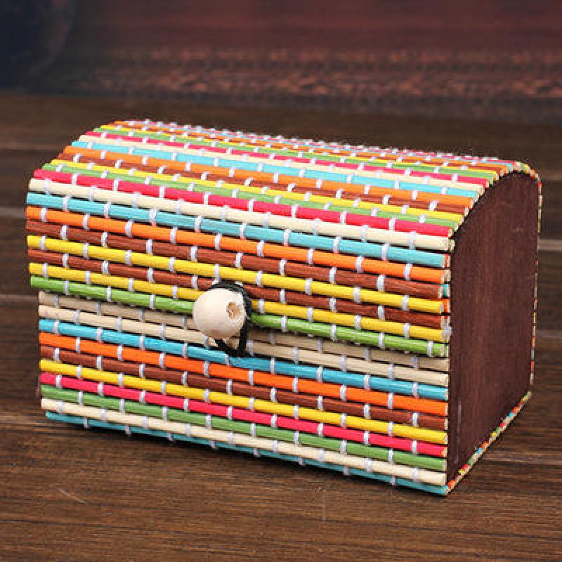 Bamboo Liubian Table Desktop Storage Box Jewelry Earring DIY Desktop Organizer  - Multicolor1