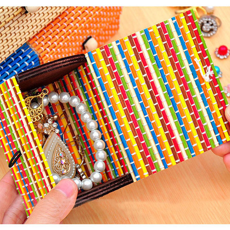 Bamboo Liubian Table Desktop Storage Box Jewelry Earring DIY Desktop Organizer  - Multicolor1