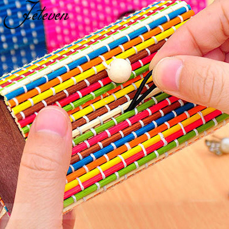 Bamboo Liubian Table Desktop Storage Box Jewelry Earring DIY Desktop Organizer  - Multicolor1