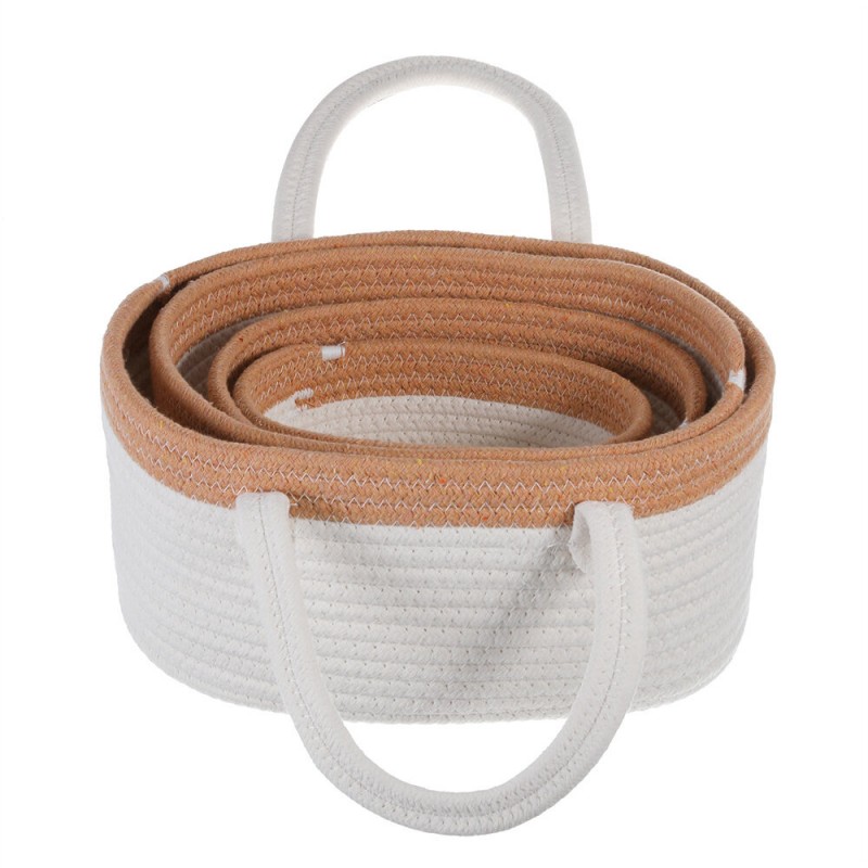 4x Cotton Rope Laundry Basket Blanket Toys Storage Hamper Folding Clothes Bin