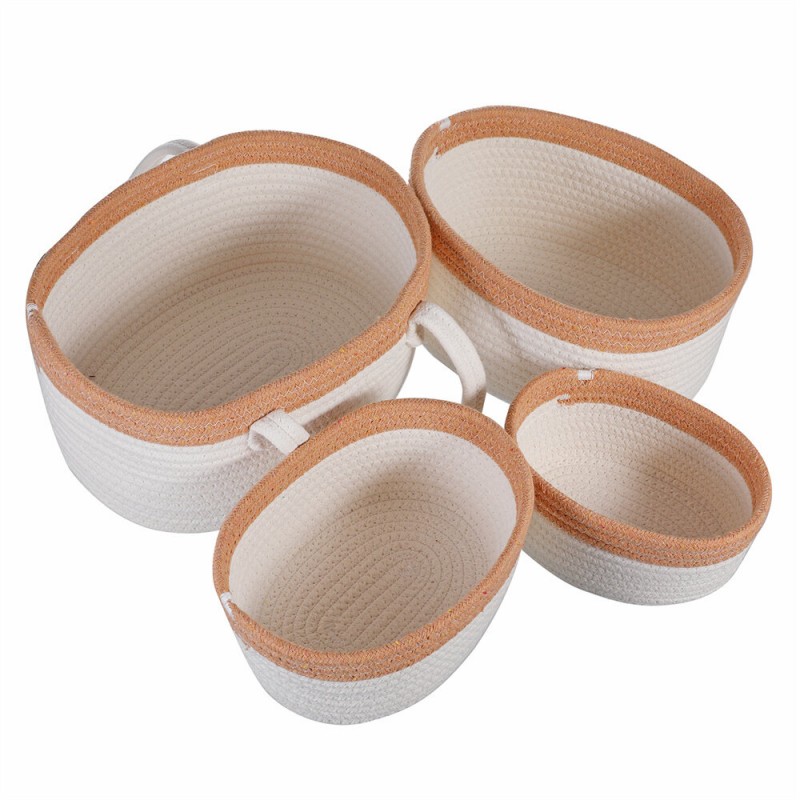4x Cotton Rope Laundry Basket Blanket Toys Storage Hamper Folding Clothes Bin