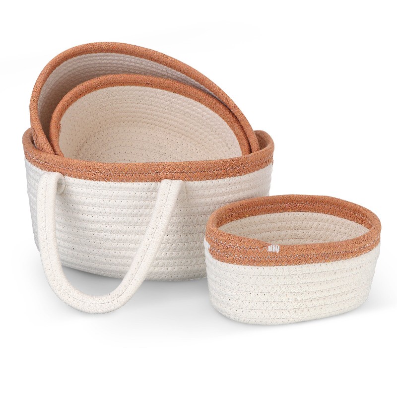 4x Cotton Rope Laundry Basket Blanket Toys Storage Hamper Folding Clothes Bin