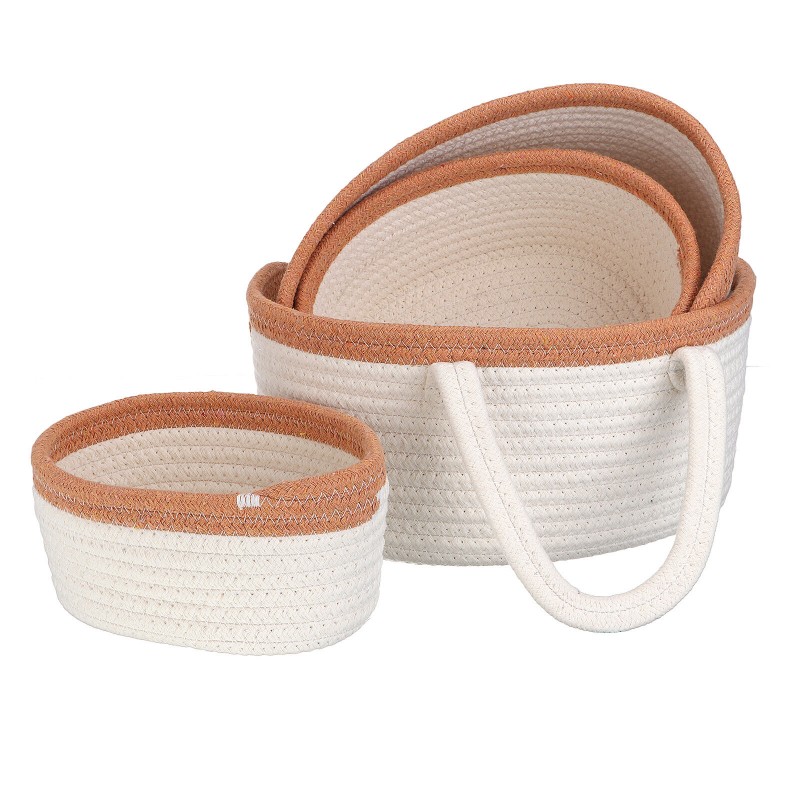 4x Cotton Rope Laundry Basket Blanket Toys Storage Hamper Folding Clothes Bin