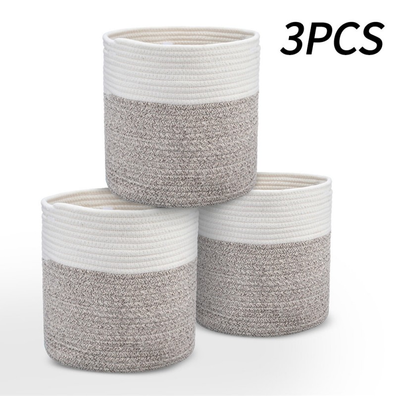 3PCS Cotton Rope Woven Basket Bathroom Laundry Bas...