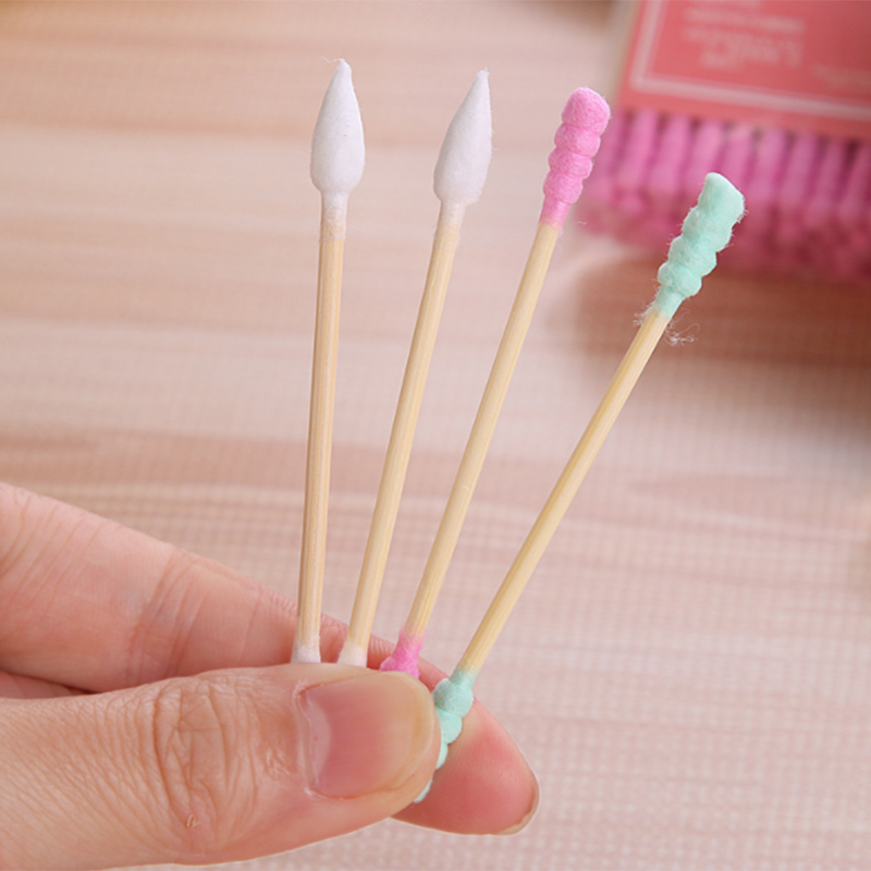 100pcs/ Pack Double Head Cotton Swab Disposable Women Makeup Cotton Buds Tip For Wooden Sticks Ears Clean Health Care Tools - Pi