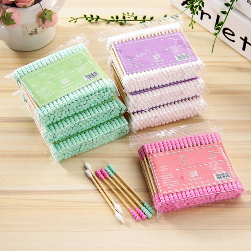 100pcs/ Pack Double Head Cotton Swab Disposable Wo...