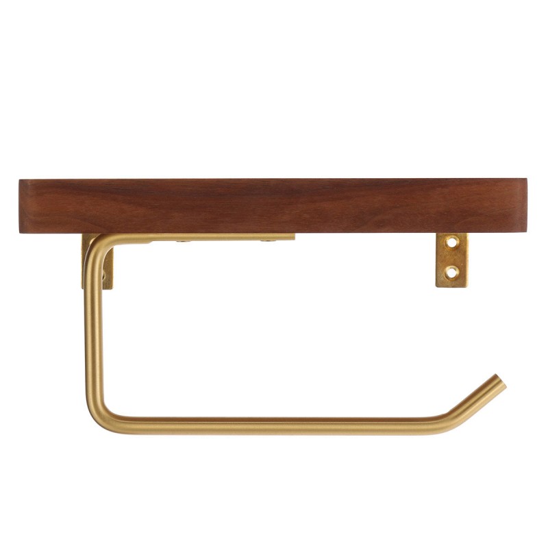 Toilet Roll Paper Holder Towel Metal Wooden Phone Storage Rack Hanging Shelf Paper Tissue Holder - 30cm