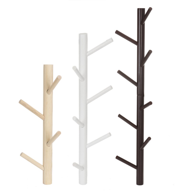 Wall Hanging Coat Rack 45° External Oblique Hanging Rod Clothse Hanging Storage Rack - Wood 4 Hooks