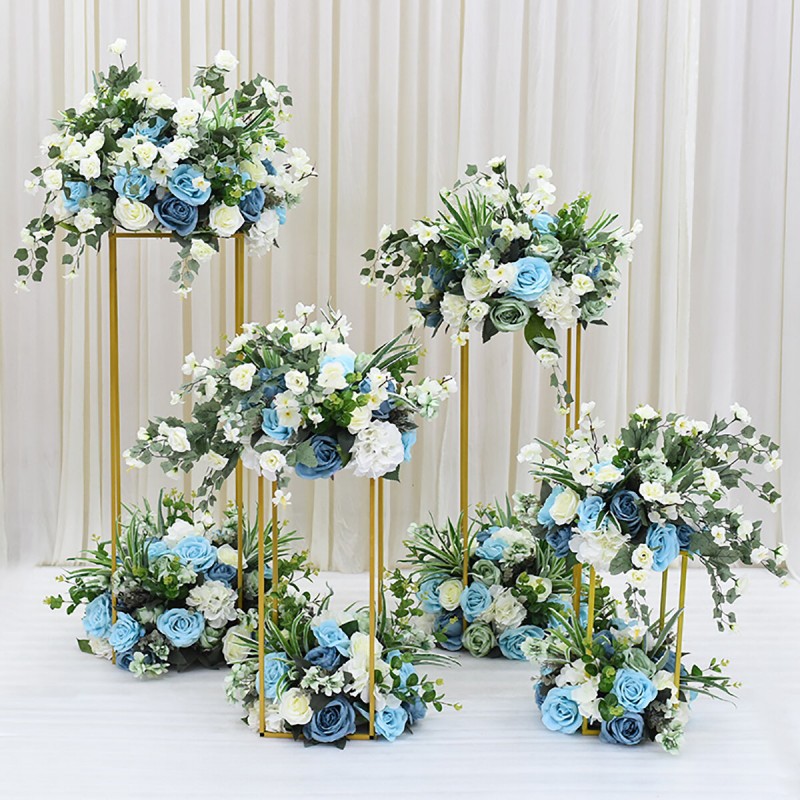 4PCS Wedding Gold-plated Geometric Flower Stand Wedding T-stage Guide Metal Iron Rectangle Square Frame Decoration - Gold