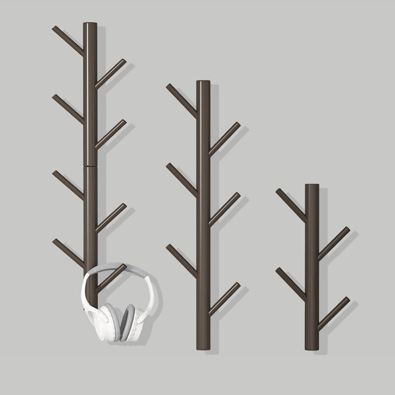 Wall Hanging Coat Rack 45° External Oblique Hanging Rod Clothse Hanging Storage Rack - Wood 4 Hooks
