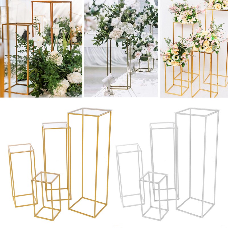4PCS Wedding Gold-plated Geometric Flower Stand We...