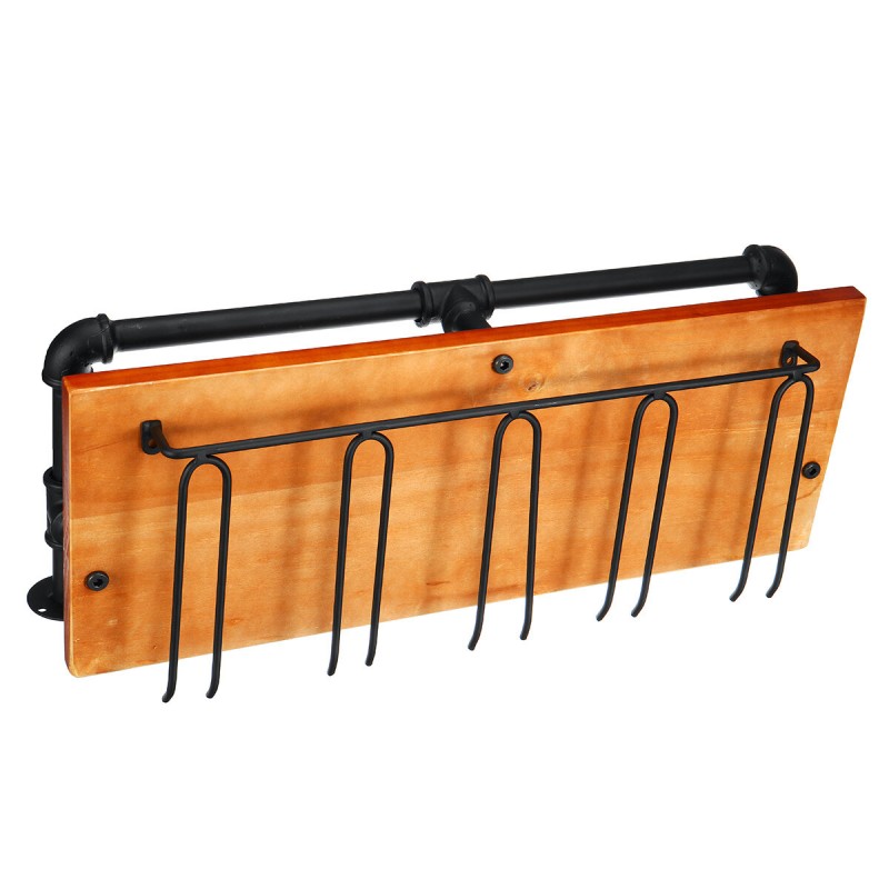 Wall Mounted Wood Rack Goblet Stemware Storage Organizer Rack for Home Kitchen Storage Tool