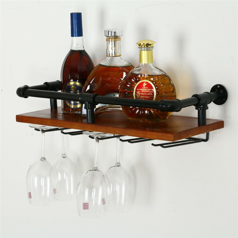 Wall Mounted Wood Rack Goblet Stemware Storage Organizer Rack for Home Kitchen Storage Tool