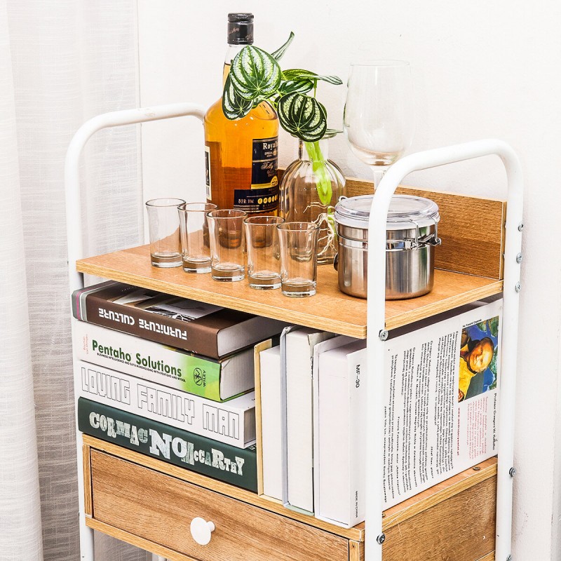 5-Tier Kitchen Standing Rack Microwave Oven Stand Shelf Storage for Home Kitchen Storage Rack - White